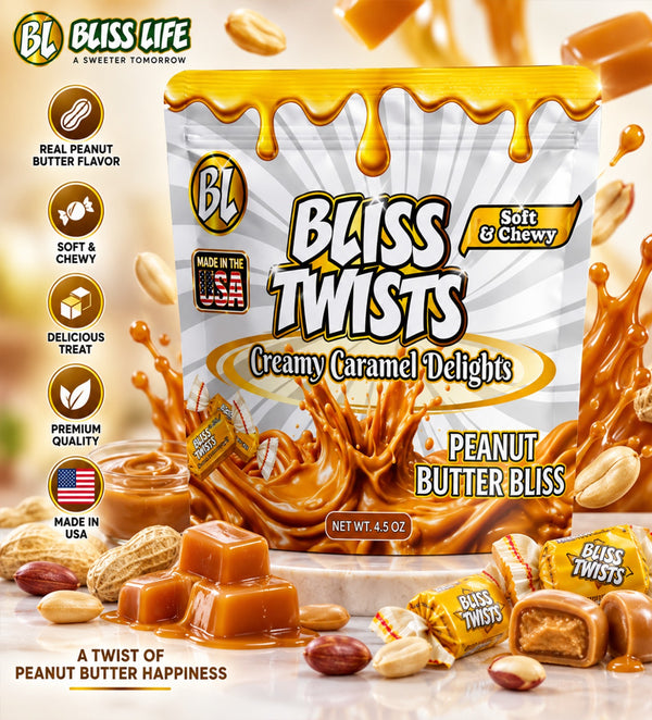 Bliss Twists - Bite sized caramel candies - Peanut Butter Bliss