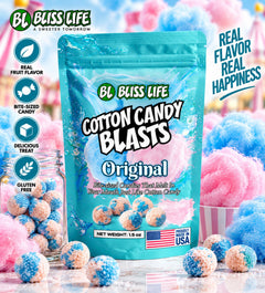 Cotton Candy Blasts - Peach Ring Flavor - Bite Sized candies that melt in your mouth just like Cotton Candy