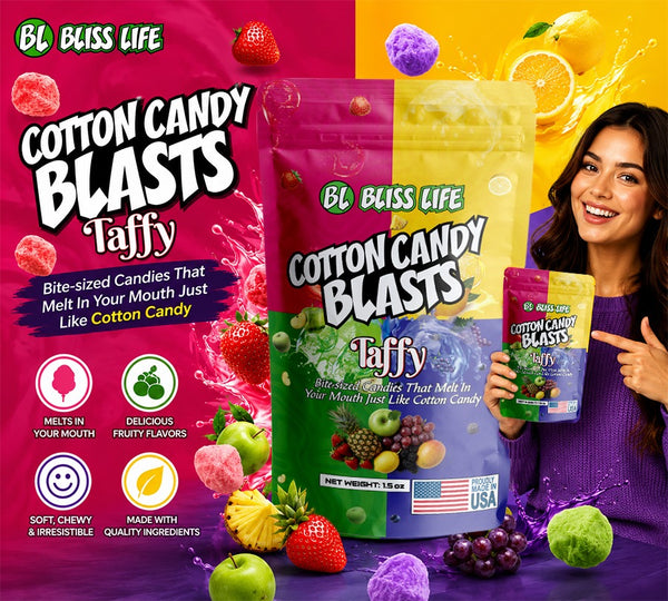 Cotton Candy Blasts - Cinnamon Flavor- Bite Sized candies that melt in your mouth just like Cotton Candy