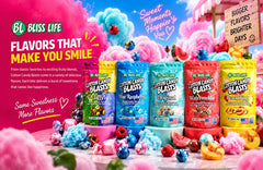 Cotton Candy Blasts - Strawberries and Cream Flavor- Bite Sized candies that melt in your mouth just like Cotton Candy