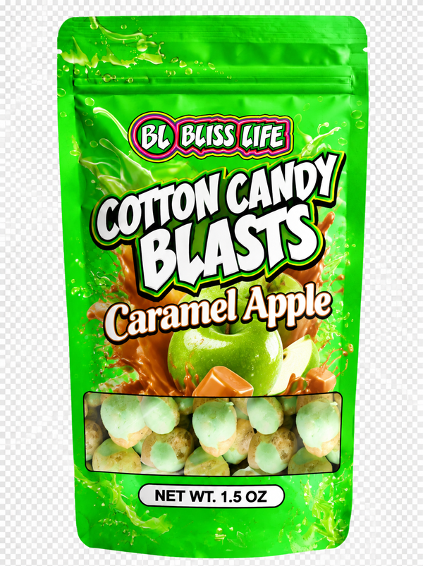 Cotton Candy Blasts - Caramel Apple Flavor- Bite Sized candies that melt in your mouth just like Cotton Candy