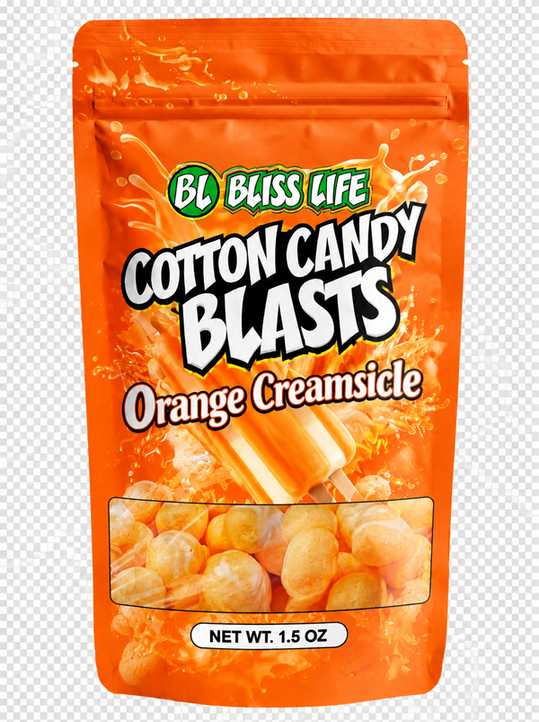 Cotton Candy Blasts - Orange Creamsicle Flavor- Bite Sized candies that melt in your mouth just like Cotton Candy