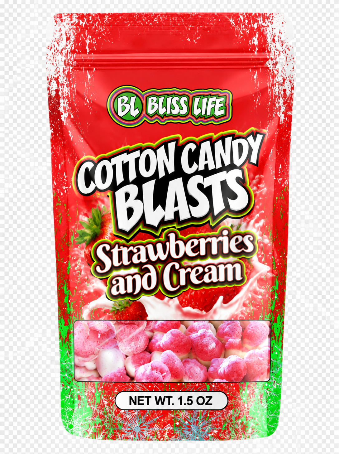 Cotton Candy Blasts - Strawberries and Cream Flavor- Bite Sized candies that melt in your mouth just like Cotton Candy