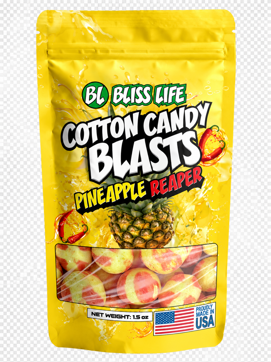 Cotton Candy Blasts - Pineapple Reaper Flavor- Bite Sized candies that melt in your mouth just like Cotton Candy