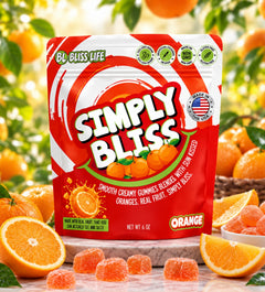 Simply Bliss - REAL Fruit Gummies - Orange - 6oz large bag 60+ gummies