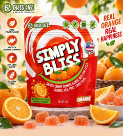 Simply Bliss - REAL Fruit Gummies - Orange - 6oz large bag 60+ gummies
