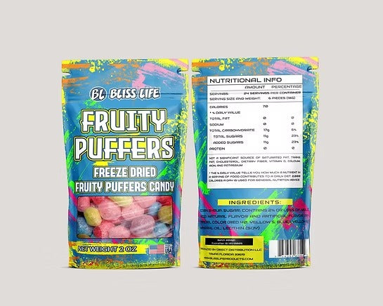 Bliss Life Fruity Puffers Freeze Dried Candy Variety Pack 2 oz, Freeze Dried Sou
