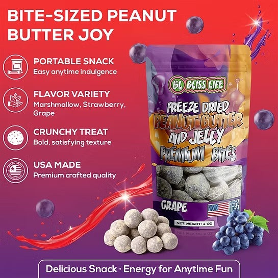Marshmallow PB&J Premium Bites - Bite Sized candies that melt in your mouth
