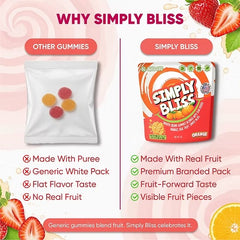 Simply Bliss - REAL Fruit Gummies - Orange - 6oz large bag 60+ gummies